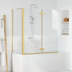 vidaXL Douche Omhulsel Goud 120 x 68 x 130 cm ESG-glas en aluminium