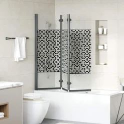vidaXL Douche Omhulsel Zwart en transparant 130 x 130 cm gehard glas