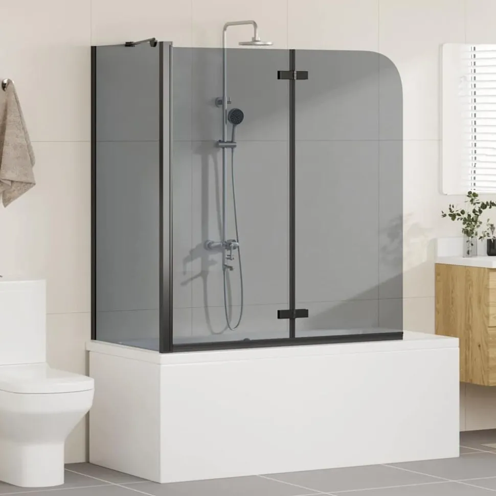 vidaXL Douche Omhulsel Zwart 120 x 68 x 130 cm ESG-glas en aluminium