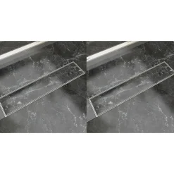 vidaXL Doucheafvoer 2 st rechthoekig 530x140 mm roestvrij staal