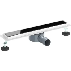 vidaXL Doucheafvoer Glasdeksel met 360° Sifon Zwart 50 cm