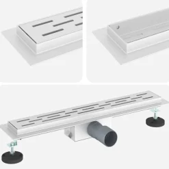 vidaXL Doucheafvoer met Lijndesign Zilver 50 cm Roestvrij staal 304