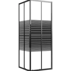 vidaXL Douchecabine strepen 80x80x180 cm ESG zwart