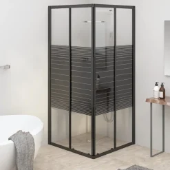 vidaXL Douchecabine strepen 80x80x180 cm ESG zwart