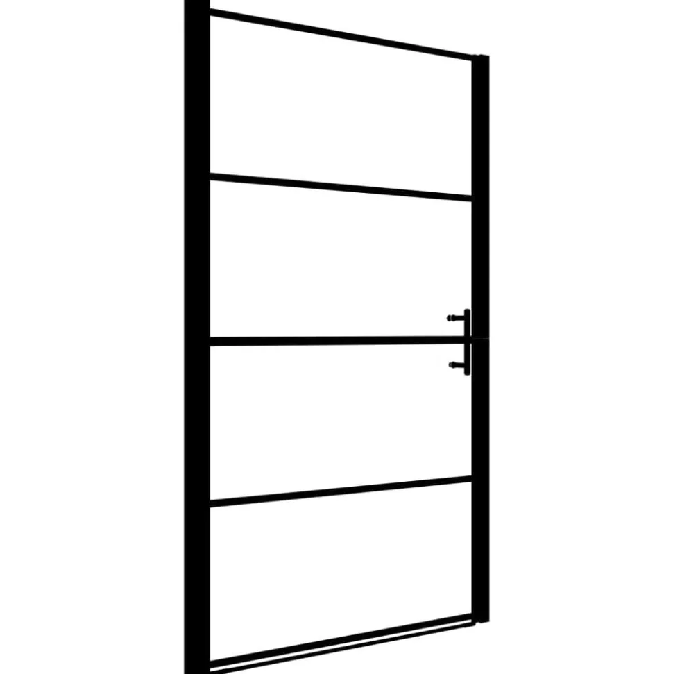 vidaXL Douchedeur 81x195 cm gehard glas zwart