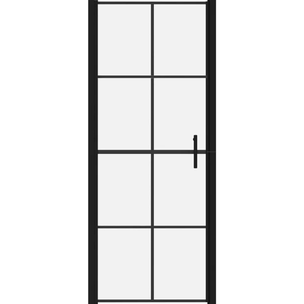 vidaXL Douchedeuren 81x195 cm gehard glas zwart