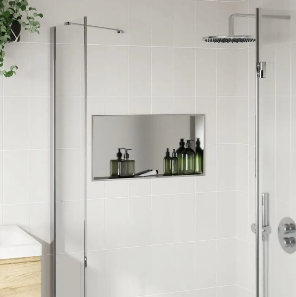 vidaXL Douchenis 62x32x9 cm roestvrijstaal geborsteld zilverkleurig