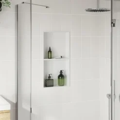 vidaXL Douchenis 32x62x9 cm roestvrijstaal matwit