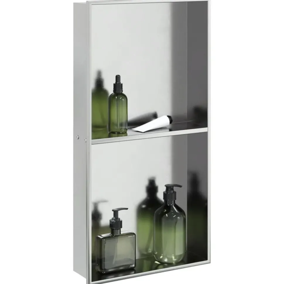 vidaXL Douchenis 32x62x9 cm roestvrijstaal geborsteld zilverkleurig