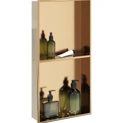 vidaXL Douchenis 32x62x9 cm roestvrijstaal geborsteld goudkleurig