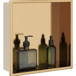 vidaXL Douchenis 32x32x9 cm roestvrijstaal geborsteld goudkleurig