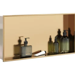 vidaXL Douchenis 62x32x9 cm roestvrijstaal geborsteld goudkleurig