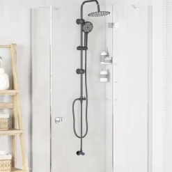 vidaXL Douchesysteem Zwart 47 x 20 x 95 cm Roestvrij staal