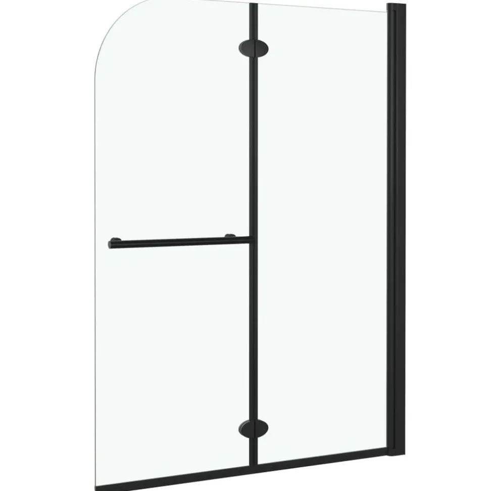 vidaXL Douchewand inklapbaar 2 panelen 95x140 cm ESG zwart