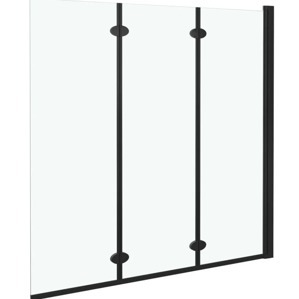 vidaXL Douchewand inklapbaar 3 panelen 130x138 cm ESG zwart