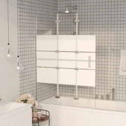 vidaXL Douchewand inklapbaar 100x140 cm ESG wit