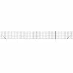 vidaXL Draadgaashek met grondankers 0,8x10 m antracietkleurig