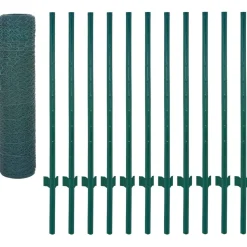 vidaXL Draadgaashek met palen 25x0,5 m staal groen