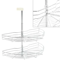 vidaXL Draadmand keuken 2-laags 180 graden 75x38x80 cm zilverkleurig