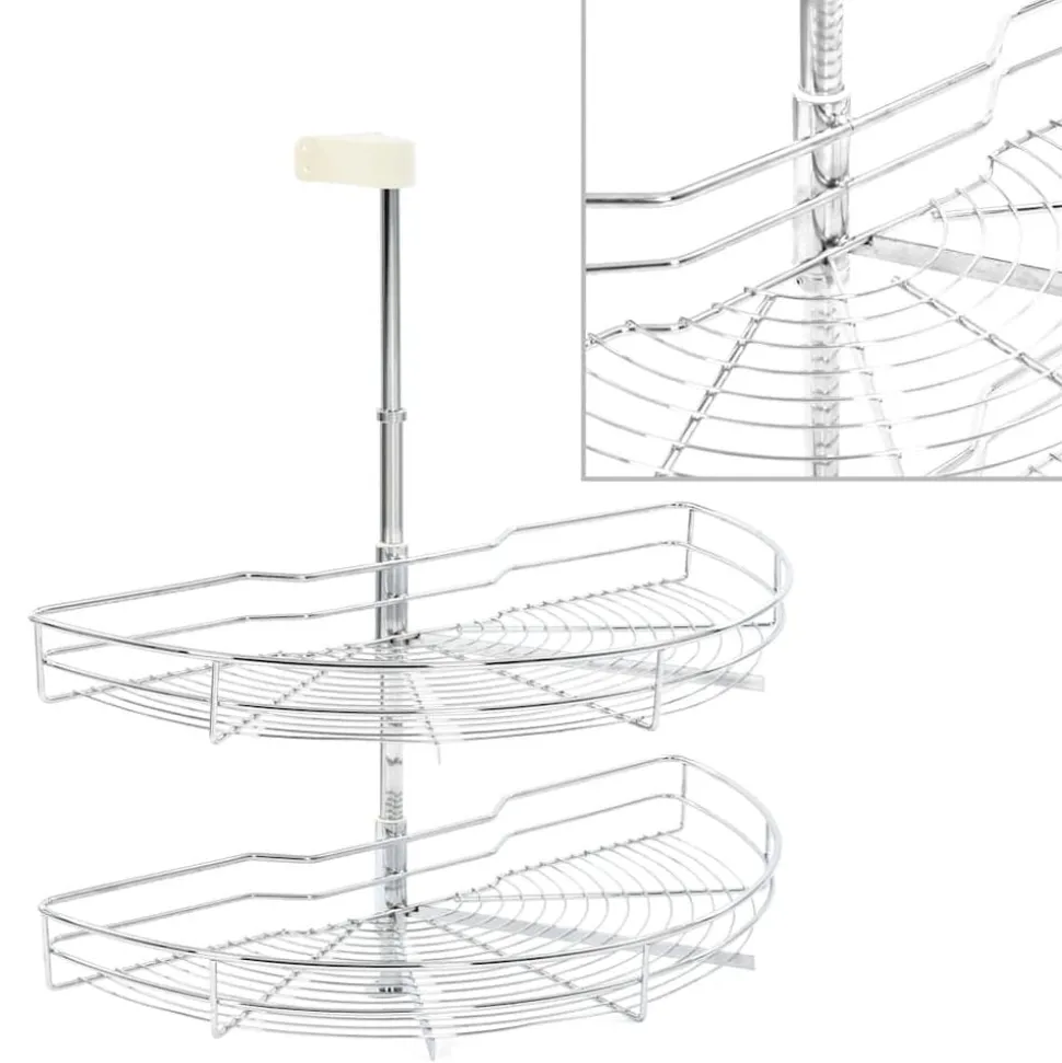 vidaXL Draadmand keuken 2-laags 180 graden 75x38x80 cm zilverkleurig