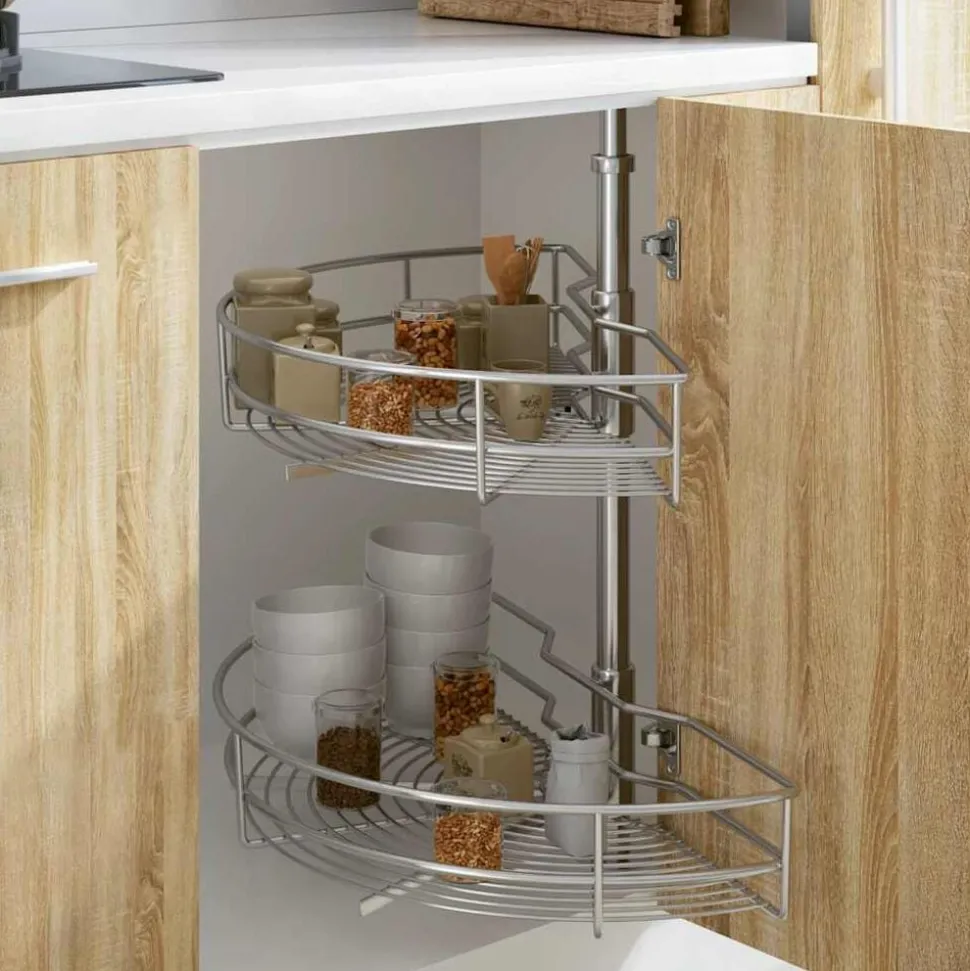 vidaXL Draadmand keuken 2-laags 180 graden 75x38x80 cm zilverkleurig