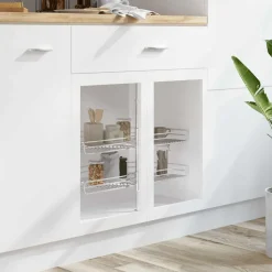 vidaXL Draadmand keuken 2-laags 180 graden 75x38x80 cm zilverkleurig