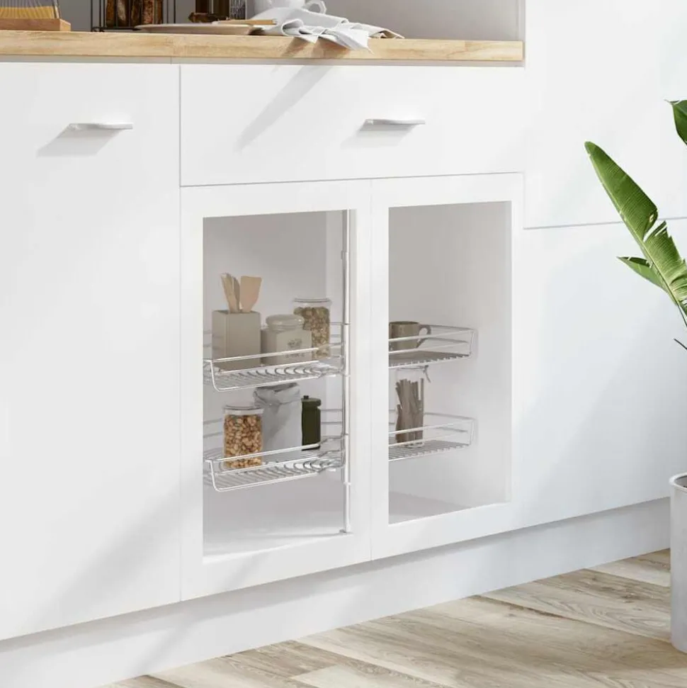 vidaXL Draadmand keuken 2-laags 180 graden 75x38x80 cm zilverkleurig