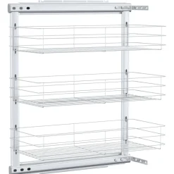 vidaXL Draadmand keuken uittrekbaar 3-laags 47x25x56 cm zilverkleurig