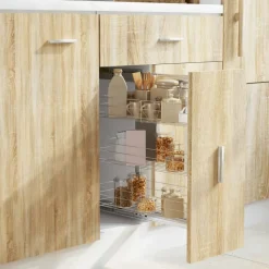 vidaXL Draadmand keuken uittrekbaar 3-laags 47x25x56 cm zilverkleurig