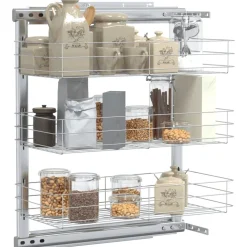 vidaXL Draadmand keuken uittrekbaar 3-laags 47x25x56 cm zilverkleurig