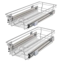 vidaXL Draadmanden uittrekbaar 2 st 300 mm zilverkleurig