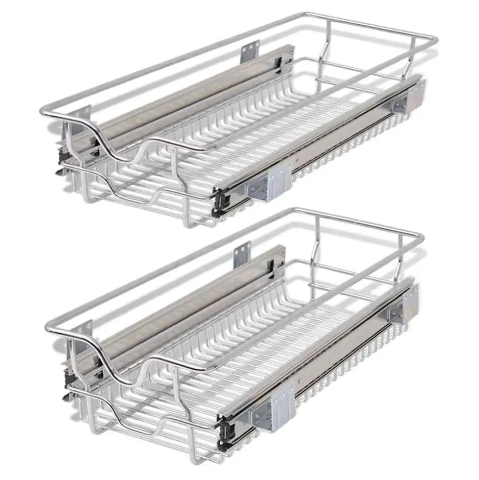vidaXL Draadmanden uittrekbaar 2 st 300 mm zilverkleurig