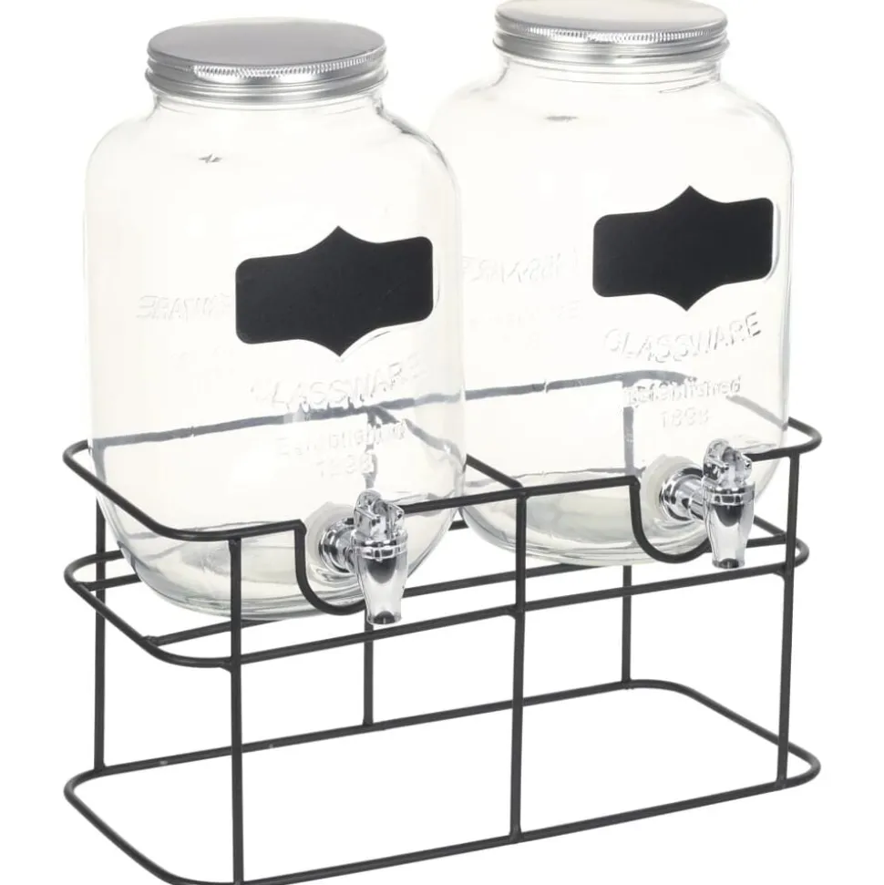 vidaXL Drankdispensers 2 st met standaard 2 x 4 L glas