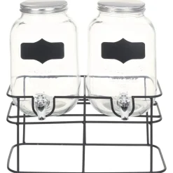 vidaXL Drankdispensers 2 st met standaard 2 x 4 L glas