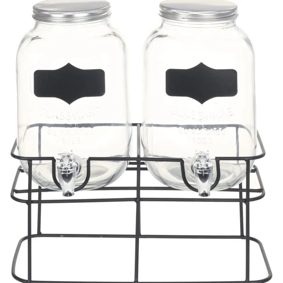 vidaXL Drankdispensers 2 st met standaard 2 x 4 L glas