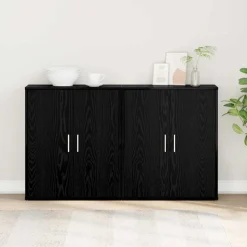 vidaXL Dressoir 2 pcs Zwart Eiken 60 x 31 x 70 cm Bewerkt hout