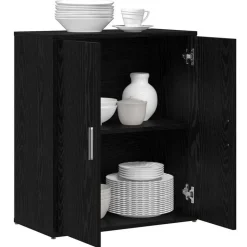 vidaXL Dressoir 2 pcs Zwart Eiken 60 x 31 x 70 cm Bewerkt hout