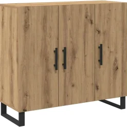 vidaXL Dressoir Artisan Eiken 90 x 34 x 80 cm Bewerkt hout