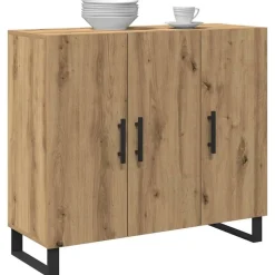 vidaXL Dressoir Artisan Eiken 90 x 34 x 80 cm Bewerkt hout