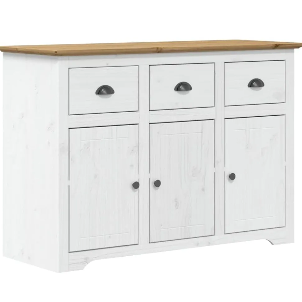 vidaXL Dressoir BODO 115,5x44x80 cm massief grenenhout wit en bruin