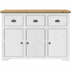 vidaXL Dressoir BODO 115,5x44x80 cm massief grenenhout wit en bruin