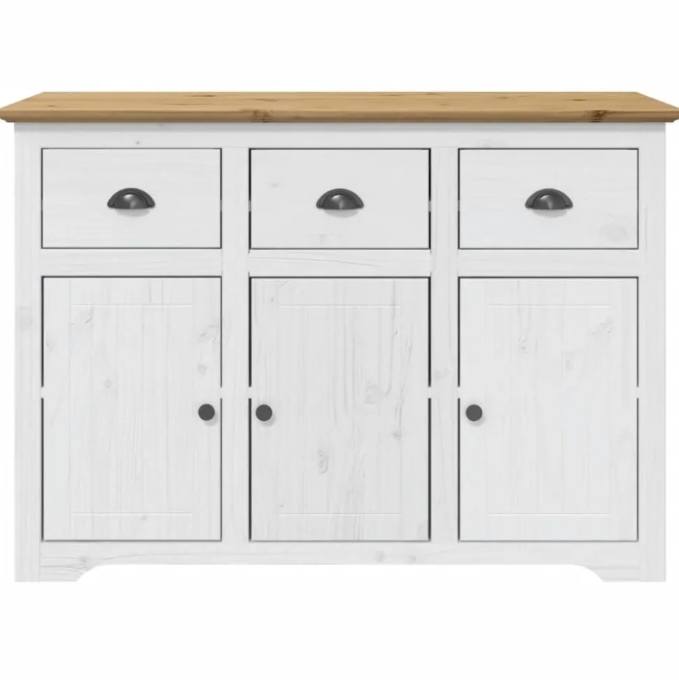 vidaXL Dressoir BODO 115,5x44x80 cm massief grenenhout wit en bruin