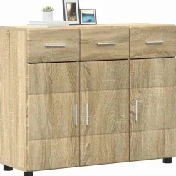 vidaXL Dressoir FLORIN Sonoma Eiken 88,5 x 30,5 x 73 cm Bewerkt hout