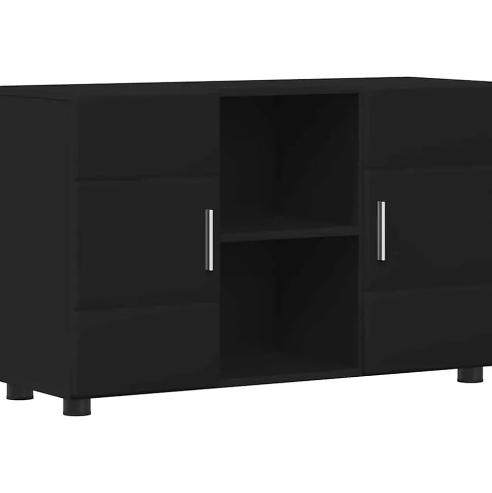vidaXL Dressoir FLORIN Zwart 88,5 x 30,5 x 55,5 cm Bewerkt hout