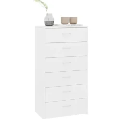 vidaXL Dressoir met 6 lades 50x34x96 cm bewerkt hout wit