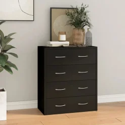 vidaXL Dressoir met 4 lades 60x30,5x71 cm zwart