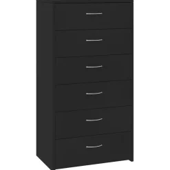 vidaXL Dressoir met 6 lades 50x34x96 cm bewerkt hout zwart
