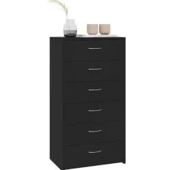 vidaXL Dressoir met 6 lades 50x34x96 cm bewerkt hout zwart