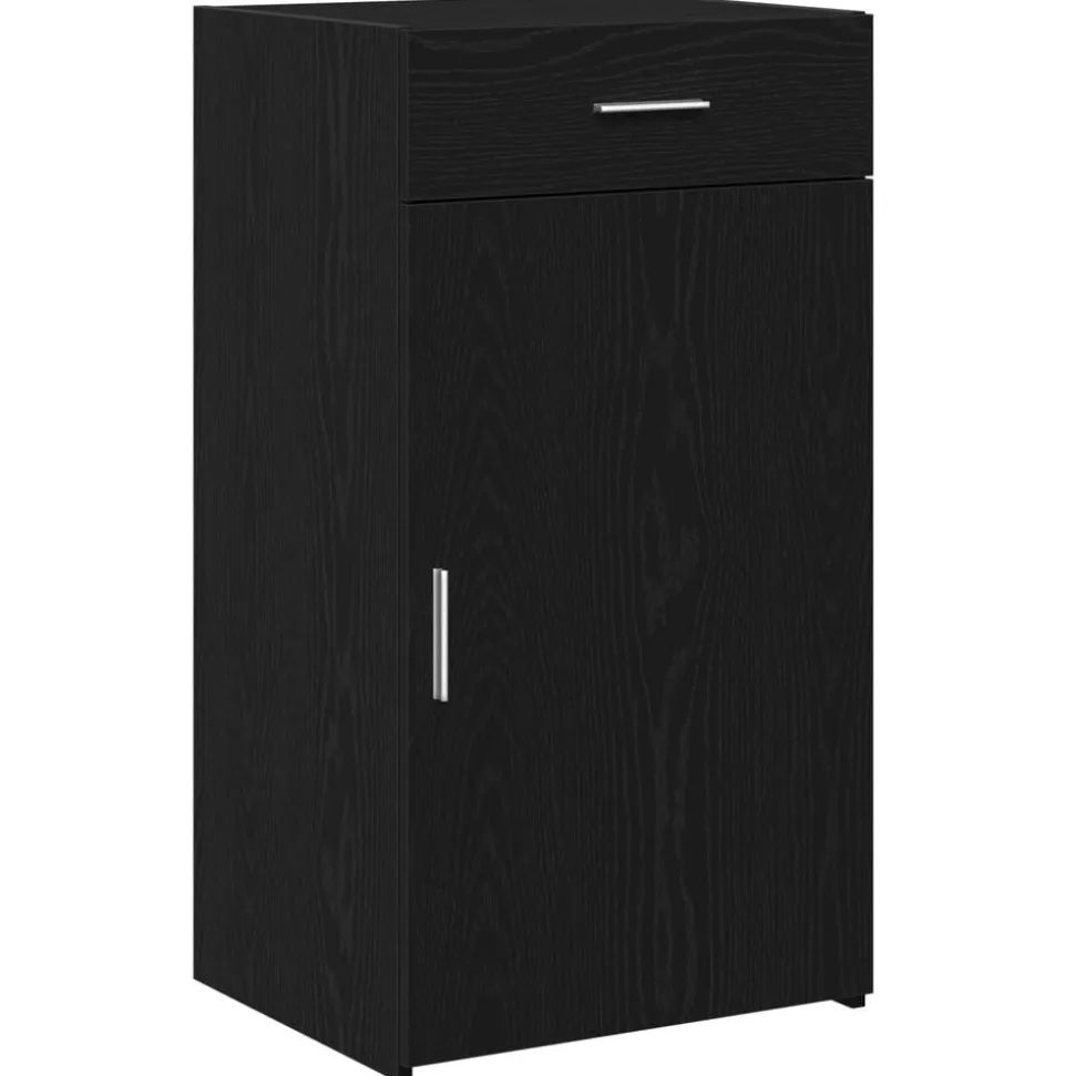 vidaXL Dressoir met lade Zwart Eiken 50 x 42,5 x 93 cm