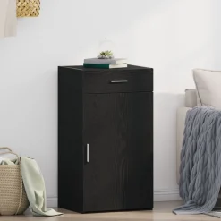 vidaXL Dressoir met lade Zwart Eiken 50 x 42,5 x 93 cm